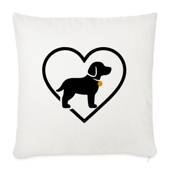 Hundeherz Silhouette Hundeliebhaber Geschenk - Sofakissenbezug 45 x 45 cm - Naturweiß  - Vorne