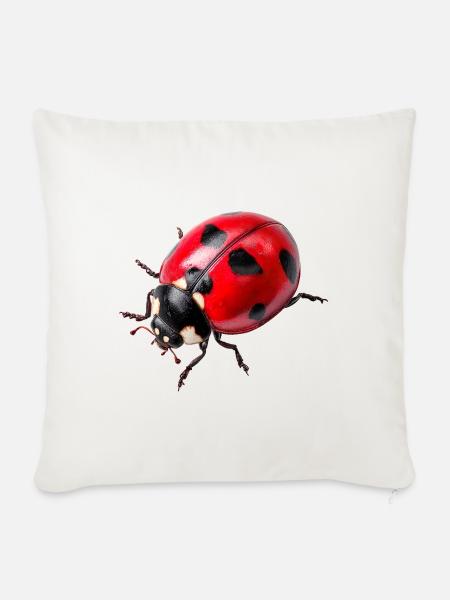 Marienkäfer weden auch Glückskäfer genannt - Sofakissenbezug 45 x 45 cm - Naturweiß