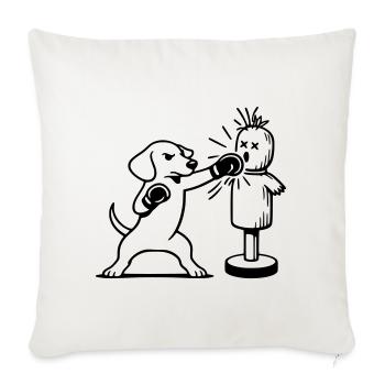 Art en ligne de boxe teckel d’entraînement - Housse de coussin décorative 45 x 45 cm - blanc nature - Devant