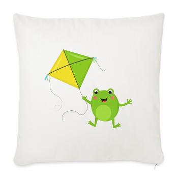 Green frog flies a kite – Fu - Sofa pillowcase 17,3'' x 17,3'' (45 x 45 cm) - natural white - Front