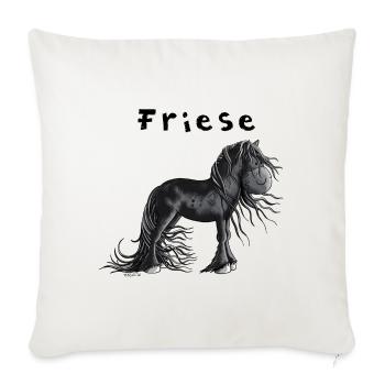 Niedliches Friesenpferd - Sofakissenbezug 45 x 45 cm - Naturweiß  - Vorne