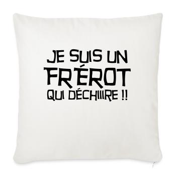 Frère Frangin Frere Naissance Bébé Frérot - Housse de coussin décorative 45 x 45 cm - blanc nature - Devant