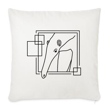 Fourmilier en forme géométrique - Conception d’art au trait - Housse de coussin décorative 45 x 45 cm - blanc nature - Devant