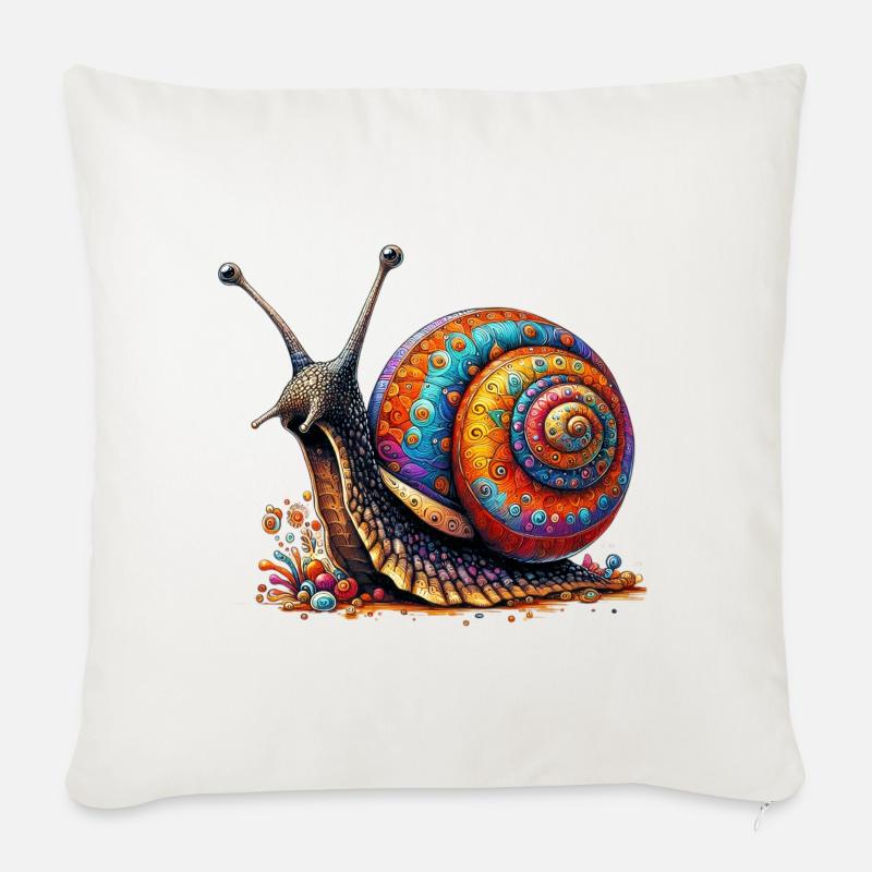 Schnecke - Sofakissenbezug 45 x 45 cm - Naturweiß 