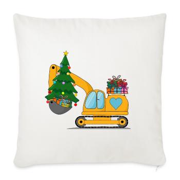 Excavator Christmas yellow - Sofa pillowcase 17,3'' x 17,3'' (45 x 45 cm) - natural white - Front