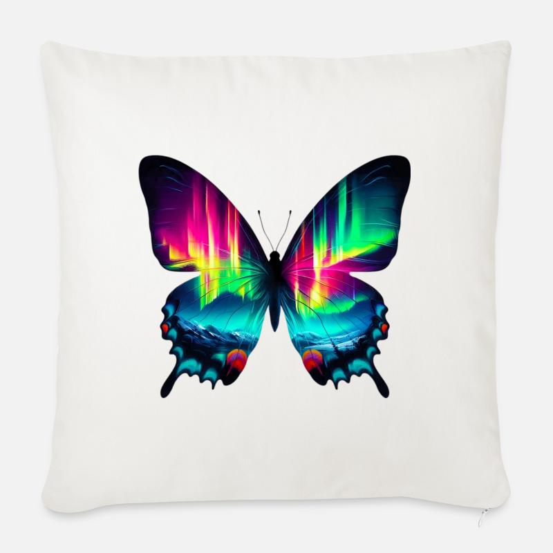 Schmetterling - Sofakissenbezug 45 x 45 cm - Naturweiß 