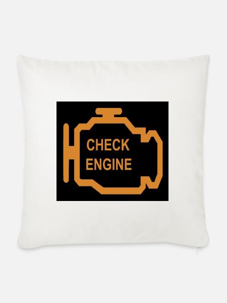 Motor-Symbol in Orange prüfen - Sofakissenbezug 45 x 45 cm - Naturweiß 