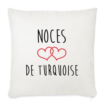 Noces de Turquoise 18 ans de mariage - Housse de coussin décorative 45 x 45 cm - blanc nature - Devant