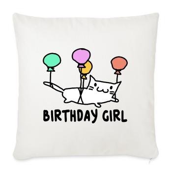 Katze mit Ballons Birthday Girl Geschenk - Sofakissenbezug 45 x 45 cm - Naturweiß  - Vorne