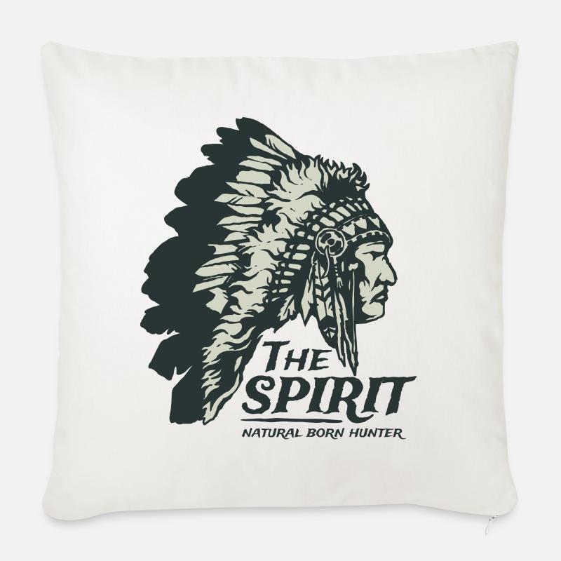 Indianer Häuptling Apache Federschmuck Geschenk - Sofakissenbezug 45 x 45 cm - Naturweiß 