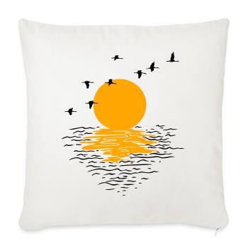 Grues d’oies sauvages Printemps - Housse de coussin décorative 45 x 45 cm - blanc nature - Devant