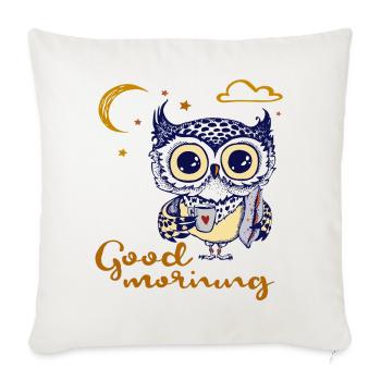 good morning, Eule - Sofakissenbezug 45 x 45 cm - Naturweiß  - Vorne