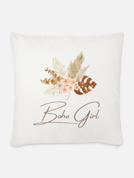 Boho Girl Blumenkranz - Sofakissenbezug 45 x 45 cm - Naturweiß