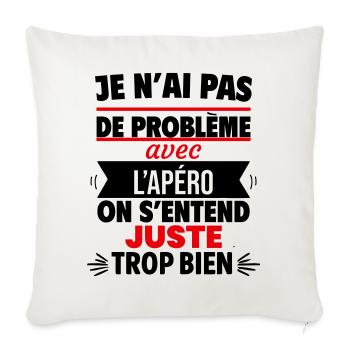 Juste Avec Apéro Humour - Housse de coussin décorative 45 x 45 cm - blanc nature - Devant