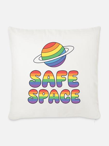 LBGTQIA+ Safe Space Pride Month Aufkleber – Safe Spa - Sofakissenbezug 45 x 45 cm - Naturweiß 