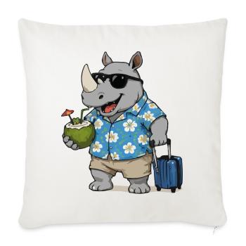 Rhino en vacances à Hawaï - Housse de coussin décorative 45 x 45 cm - blanc nature - Devant