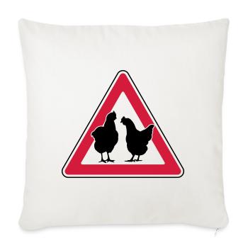 Chicken evening chicken attention free-range hens - Sofa pillowcase 17,3'' x 17,3'' (45 x 45 cm) - natural white - Front