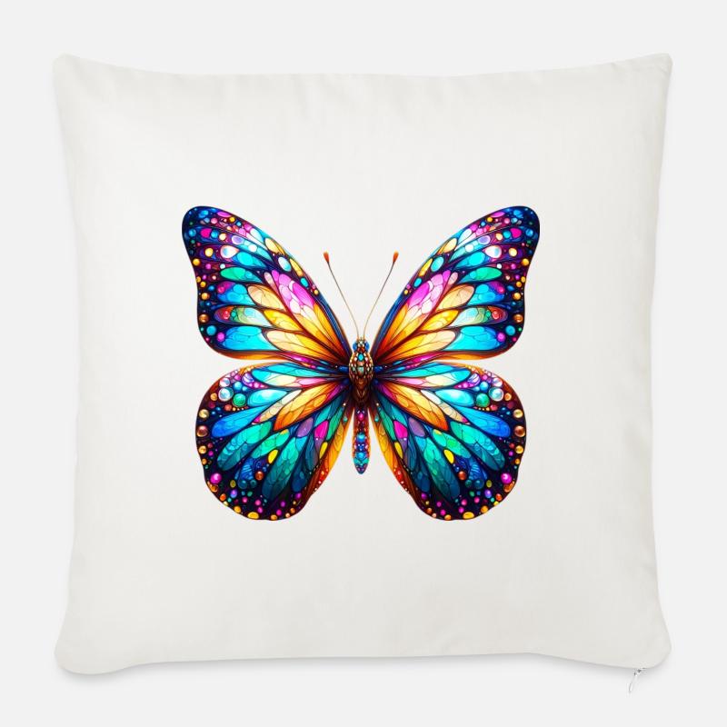 Schmetterling - Sofakissenbezug 45 x 45 cm - Naturweiß 