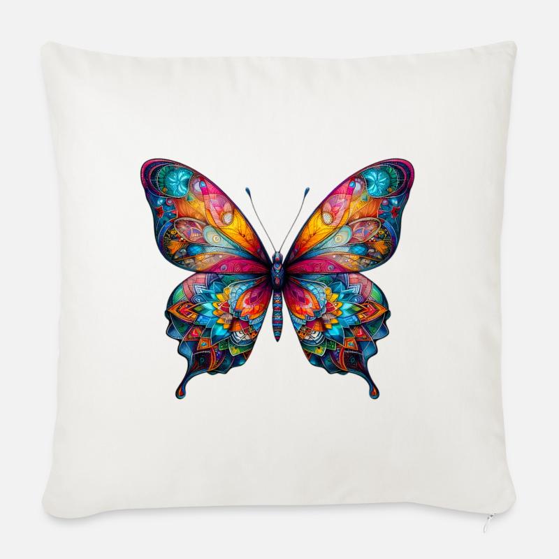 Schmetterling - Sofakissenbezug 45 x 45 cm - Naturweiß 