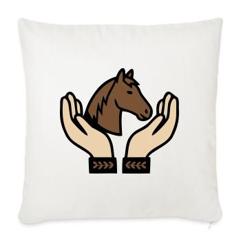 Mains tenant un cheval Équestre - Housse de coussin décorative 45 x 45 cm - blanc nature - Devant