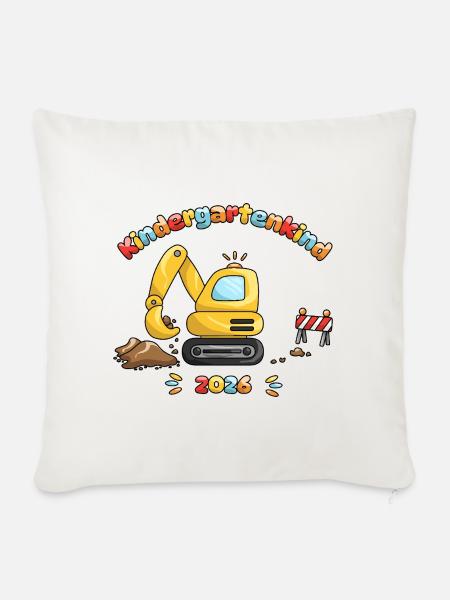 Kindergartenkind 2026 | Bagger Kinder - Sofakissenbezug 45 x 45 cm - Naturweiß