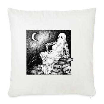 Geist über Bücher im Mondlicht - Sofakissenbezug 45 x 45 cm - Naturweiß  - Vorne