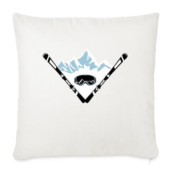 Ski, mountains and goggles - Sofa pillowcase 17,3'' x 17,3'' (45 x 45 cm) - natural white - Front