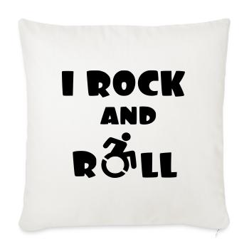 Je fais du rock and roll. Humour en fauteuil roulant # - Housse de coussin décorative 45 x 45 cm - blanc nature - Devant
