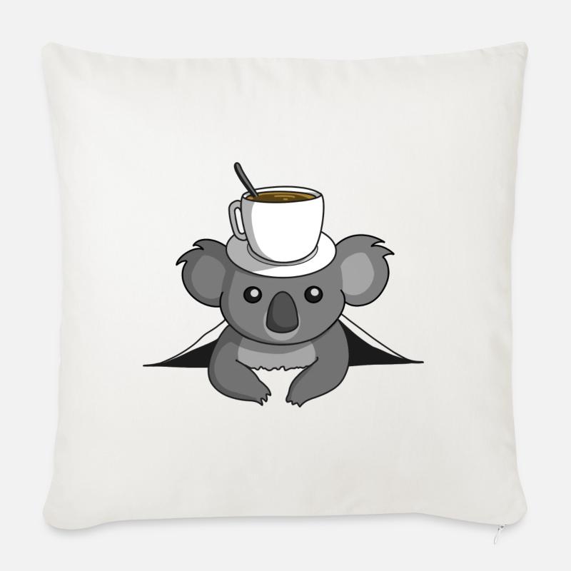 Kaffee Koala - Sofakissenbezug 45 x 45 cm - Naturweiß 