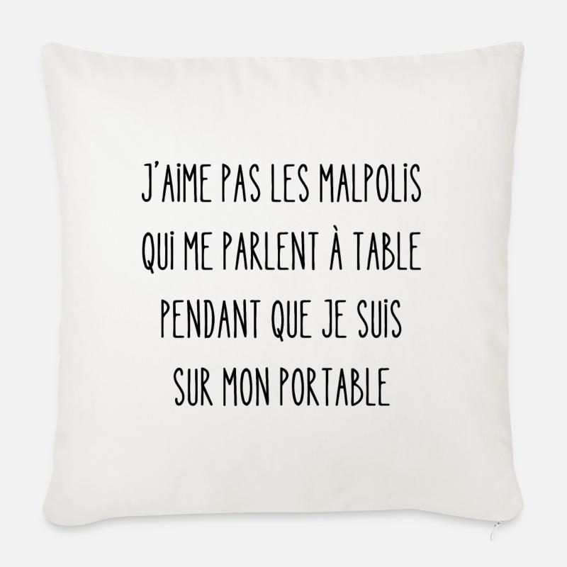 j'aime pas les malpolis - Housse de coussin décorative 45 x 45 cm - blanc nature