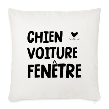 chien voiture fenêtre - Housse de coussin décorative 45 x 45 cm - blanc nature - Devant
