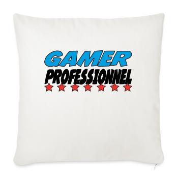 GAMER PROFESSIONNEL - Housse de coussin décorative 45 x 45 cm - blanc nature - Devant