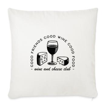 Vin fromage et amis citations - Housse de coussin décorative 45 x 45 cm - blanc nature - Devant