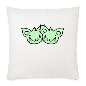 Deux chats heureux 2 amis Couple Équipe Couple - Housse de coussin décorative 45 x 45 cm - blanc nature - Devant