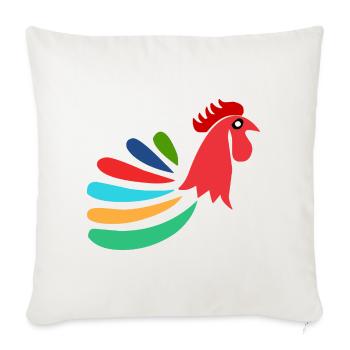 COQ. CHEVAL. POULE. COQ. ANIMAL. OISEAU. LICORNE. - Housse de coussin décorative 45 x 45 cm - blanc nature - Devant