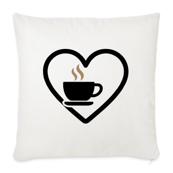 Kaffee Herz Tasse Heißes Getränk Morgen - Sofakissenbezug 45 x 45 cm - Naturweiß  - Vorne