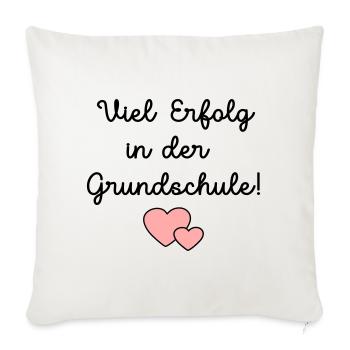 Einschulung Grundschule Schulkind - Sofakissenbezug 45 x 45 cm - Naturweiß  - Vorne