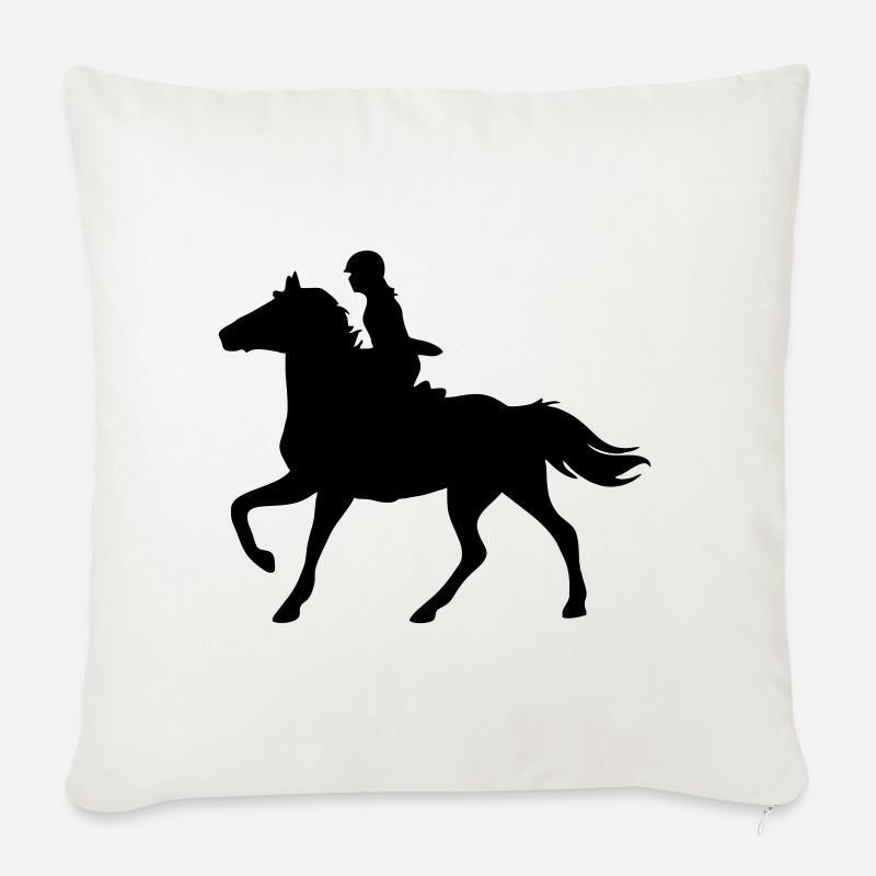 Mädchen mit Pferd - Sofakissenbezug 45 x 45 cm - Naturweiß 