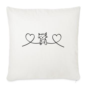 Cat love cat with hearts - Sofa pillowcase 17,3'' x 17,3'' (45 x 45 cm) - natural white - Front