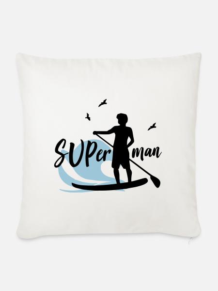 SUP man Super man - Sofakissenbezug 45 x 45 cm - Naturweiß
