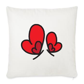 Two Red Hearts Outline - Sofa pillowcase 17,3'' x 17,3'' (45 x 45 cm) - natural white - Front