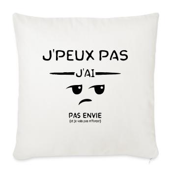 J'ai pas envie - Housse de coussin décorative 45 x 45 cm - blanc nature - Devant