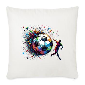 joueur de football dynamique jouant au football - Housse de coussin décorative 45 x 45 cm - blanc nature - Devant