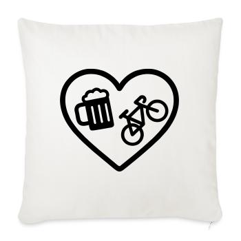 Bière Heart Bike - Housse de coussin décorative 45 x 45 cm - blanc nature - Devant