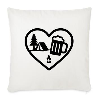 Heart Camping Beer - Sofa pillowcase 17,3'' x 17,3'' (45 x 45 cm) - natural white - Front