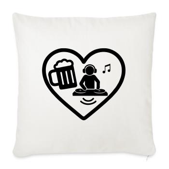 Heart DJ Beer - Housse de coussin décorative 45 x 45 cm - blanc nature - Devant