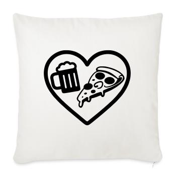 Heart Pizza Beer - Sofa pillowcase 17,3'' x 17,3'' (45 x 45 cm) - natural white - Front