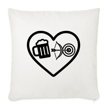 Heart Beer Bogenschießen Humor - Sofakissenbezug 45 x 45 cm - Naturweiß  - Vorne
