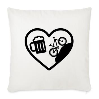 Humour de VTT Heart Beer - Housse de coussin décorative 45 x 45 cm - blanc nature - Devant