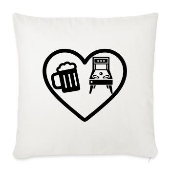 Heart Beer Pinball Humor - Sofa pillowcase 17,3'' x 17,3'' (45 x 45 cm) - natural white - Front